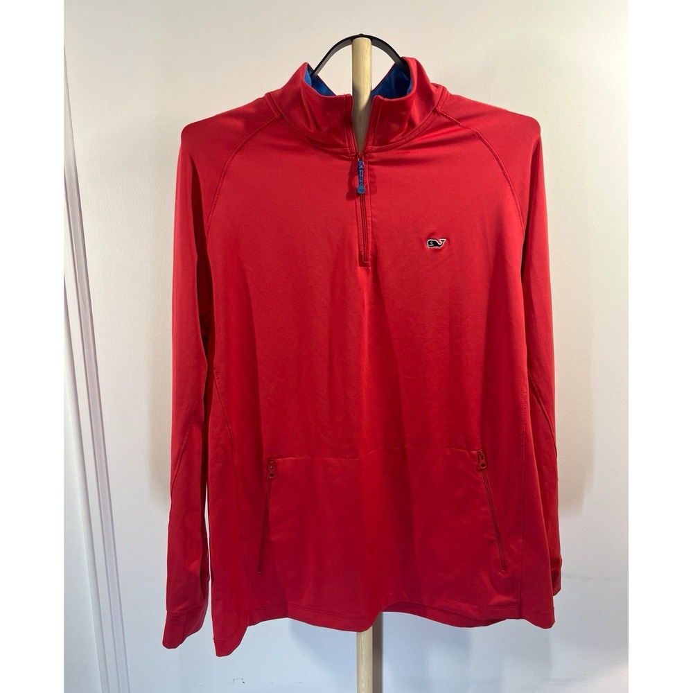 Vineyard Vines Performance 1/4 Zip Pullover Mens Large Red Whale Golf